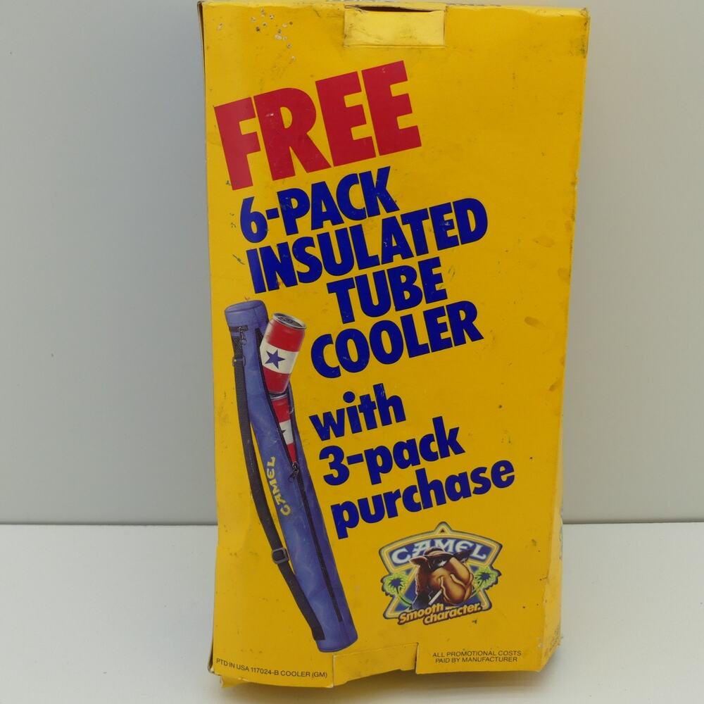 Vintage Camel Cigarettes 6-Pack Insulated Tube Cooler Promo Collectible Open Box